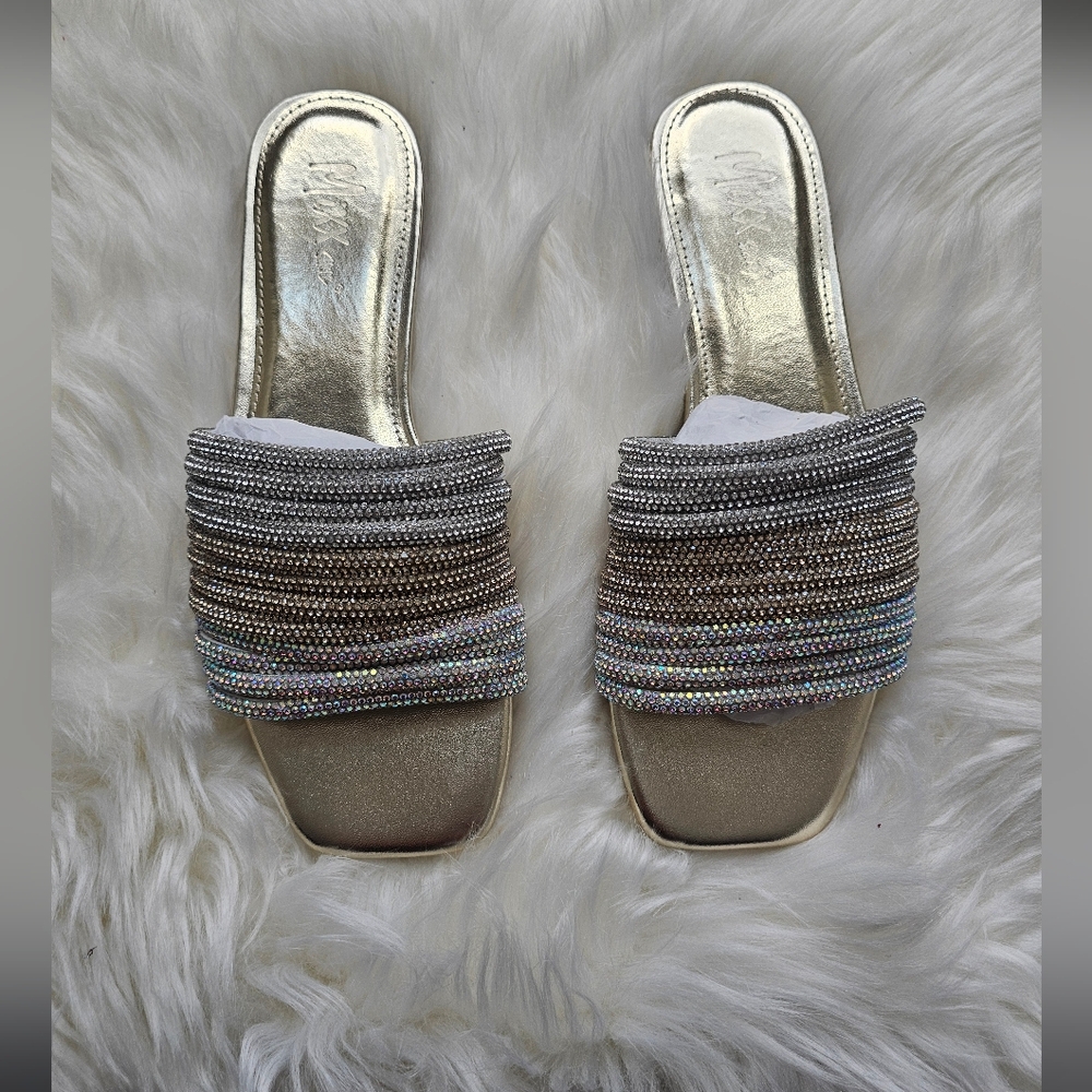Miss Lola Gold and Silver Embellished Sandals